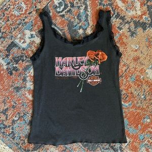 Vintage 1984 Harley Davidson Rose Lace Tank Top Shirt Women’s Large